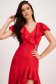 - StarShinerS red dress elastic cloth asymmetrical with ruffle details with v-neckline 2 - StarShinerS.com