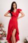 - StarShinerS red dress elastic cloth asymmetrical with ruffle details with v-neckline 1 - StarShinerS.com