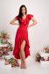 - StarShinerS red dress elastic cloth asymmetrical with ruffle details with v-neckline 5 - StarShinerS.com