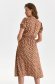 Brown dress midi cloche with elastic waist thin fabric short sleeves with puffed sleeves 4 - StarShinerS.com