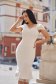 - StarShinerS ivory dress midi pencil elastic cloth with ruffles at the buttom of the dress 1 - StarShinerS.com
