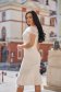 - StarShinerS ivory dress midi pencil elastic cloth with ruffles at the buttom of the dress 2 - StarShinerS.com