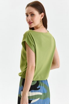 Bluza dama din material subtire verde cu croi larg si elastic in talie - Top Secret