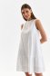 White dress cotton short cut loose fit with ruffles at the buttom of the dress 1 - StarShinerS.com