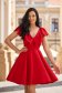 - StarShinerS red dress elastic cloth short cut cloche frilly trim around cleavage line 1 - StarShinerS.com