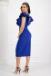 Rochie din stofa elastica albastra tip creion crapata pe picior cu volanase pe linia decolteului - StarShinerS 7 - StarShinerS.ro