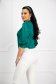 - StarShinerS green women`s blouse from satin loose fit with puffed sleeves 2 - StarShinerS.com