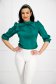 - StarShinerS green women`s blouse from satin loose fit with puffed sleeves 3 - StarShinerS.com