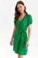 Green dress thin fabric short cut loose fit accessorized with tied waistband with puffed sleeves 1 - StarShinerS.com