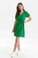 Green dress thin fabric short cut loose fit accessorized with tied waistband with puffed sleeves 2 - StarShinerS.com