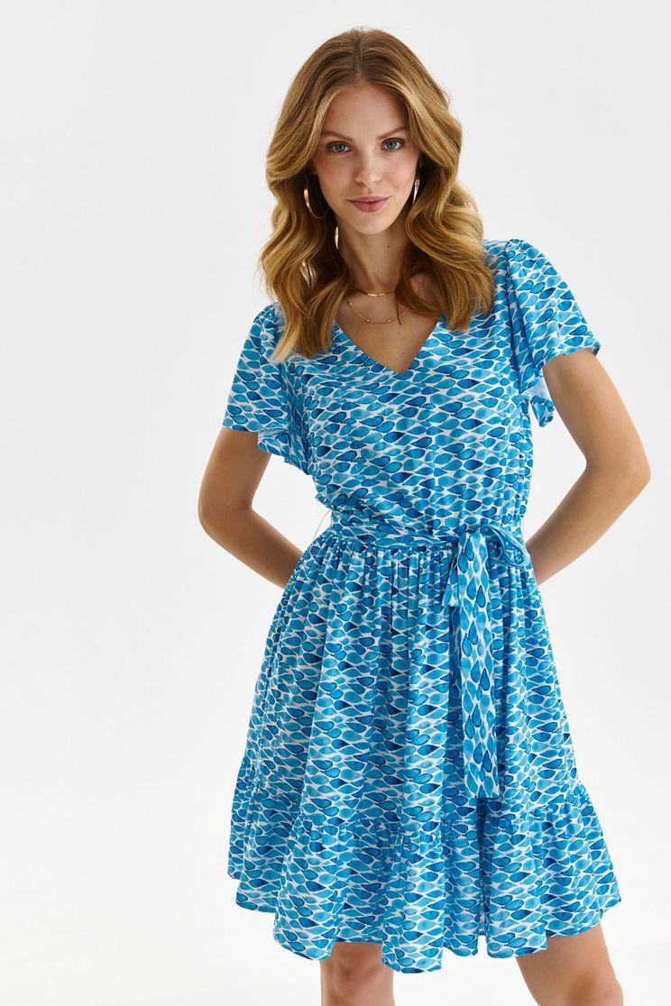 Blue dress thin fabric short cut cloche with elastic waist