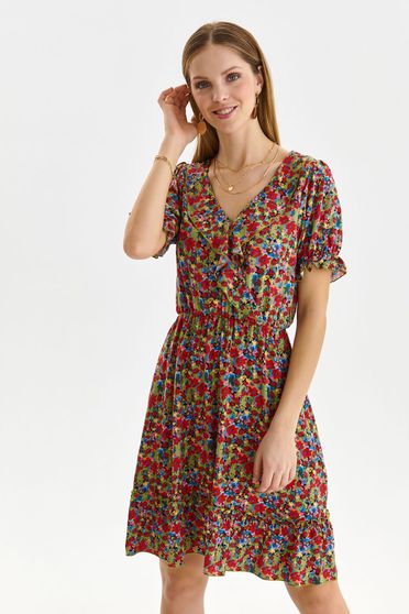 Ruffled dresses, Dress thin fabric short cut cloche with elastic waist with puffed sleeves - StarShinerS.com