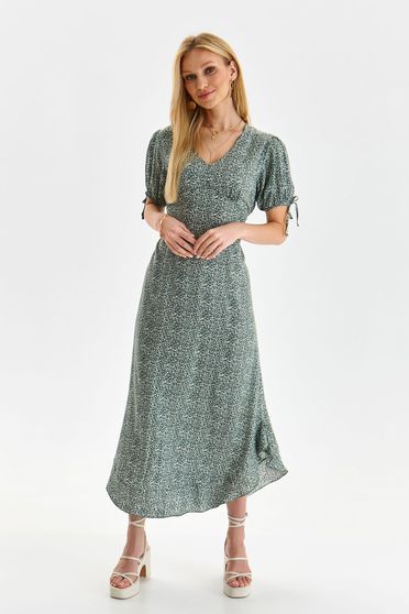 Online Dresses, Green dress thin fabric cloche with puffed sleeves short sleeves - StarShinerS.com