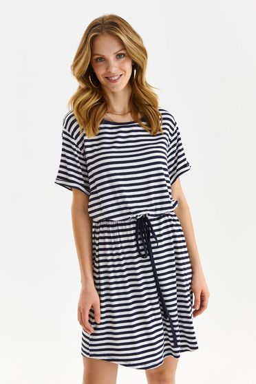 Striped dresses, Dress thin fabric short cut cloche with elastic waist is fastened around the waist with a ribbon - StarShinerS.com