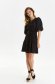 Black dress short cut cloche with elastic waist thin fabric with puffed sleeves 6 - StarShinerS.com