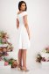 Ivory Elastic Fabric Midi Dress in A-line with Bare Shoulders and Frontal Embroidery - StarShinerS 4 - StarShinerS.com