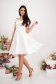 Ivory Elastic Fabric Midi Dress in A-line with Bare Shoulders and Frontal Embroidery - StarShinerS 5 - StarShinerS.com