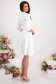 Ivory Elastic Fabric Dress in A-line with Crossover Neckline and Front Embroidery - StarShinerS 4 - StarShinerS.com