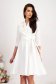 Ivory Elastic Fabric Dress in A-line with Crossover Neckline and Front Embroidery - StarShinerS 1 - StarShinerS.com
