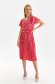 Pink dress thin fabric pleated midi cloche with elastic waist 2 - StarShinerS.com