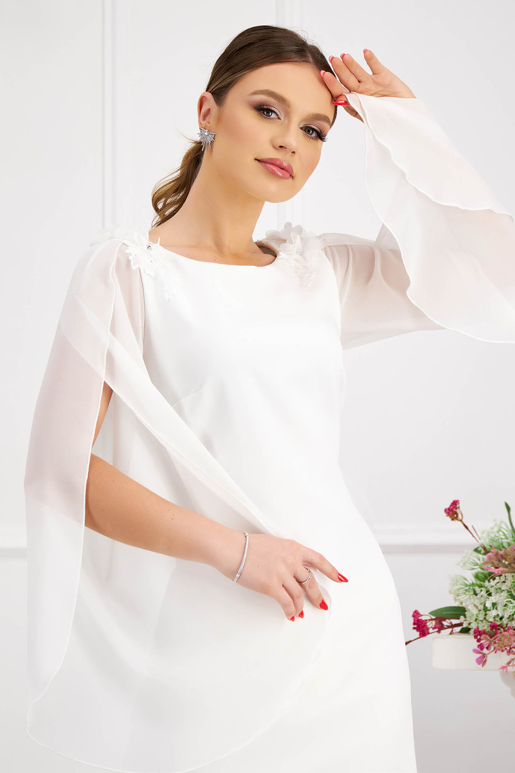 Dresses with pearls, - StarShinerS white dress elastic cloth with veil sleeves straight - StarShinerS.com
