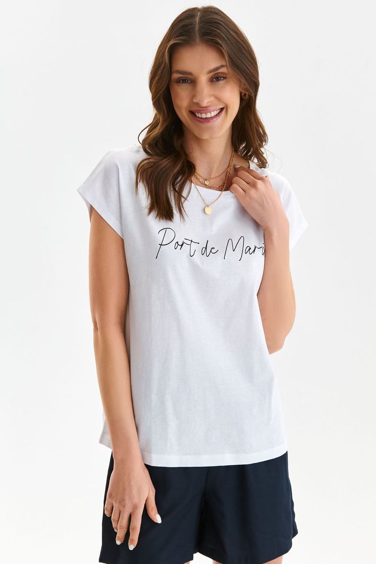 Sales T-shirts, White t-shirt cotton loose fit with rounded cleavage - StarShinerS.com