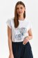 White t-shirt cotton loose fit with rounded cleavage 1 - StarShinerS.com