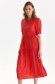 Red dress midi cloche with elastic waist thin fabric with puffed sleeves 2 - StarShinerS.com