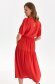 Red dress midi cloche with elastic waist thin fabric with puffed sleeves 3 - StarShinerS.com