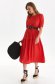 Red dress midi cloche with elastic waist thin fabric with puffed sleeves 4 - StarShinerS.com