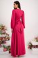 - StarShinerS fuchsia dress from satin long wrap around with puffed sleeves cloche 2 - StarShinerS.com