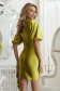 Lightgreen dress lycra short cut pencil with puffed sleeves 3 - StarShinerS.com