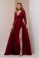 Burgundy dress long taffeta with v-neckline with sequin embellished details 1 - StarShinerS.com