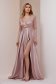Powder pink dress long taffeta with v-neckline with sequin embellished details 1 - StarShinerS.com