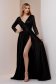 Black dress long taffeta with v-neckline with sequin embellished details 1 - StarShinerS.com
