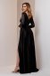 Black dress long taffeta with v-neckline with sequin embellished details 2 - StarShinerS.com