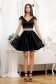 Black dress taffeta cloche short cut with v-neckline 1 - StarShinerS.com