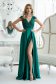 Green dress taffeta long laced cloche slit 1 - StarShinerS.com