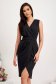 Black lycra knee-length dress with crossover neckline - StarShinerS 1 - StarShinerS.com
