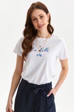 White t-shirt cotton loose fit short sleeves