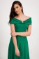 - StarShinerS green dress lycra midi cloche naked shoulders with ruffles at the buttom of the dress 2 - StarShinerS.com