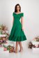 - StarShinerS green dress lycra midi cloche naked shoulders with ruffles at the buttom of the dress 5 - StarShinerS.com