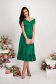- StarShinerS green dress lycra midi cloche naked shoulders with ruffles at the buttom of the dress 4 - StarShinerS.com