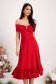 - StarShinerS red dress lycra midi cloche naked shoulders with ruffles at the buttom of the dress 6 - StarShinerS.com