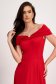 - StarShinerS red dress lycra midi cloche naked shoulders with ruffles at the buttom of the dress 1 - StarShinerS.com