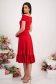 - StarShinerS red dress lycra midi cloche naked shoulders with ruffles at the buttom of the dress 3 - StarShinerS.com