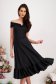 - StarShinerS black dress lycra midi cloche naked shoulders with ruffles at the buttom of the dress 1 - StarShinerS.com