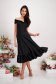 - StarShinerS black dress lycra midi cloche naked shoulders with ruffles at the buttom of the dress 5 - StarShinerS.com