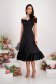 - StarShinerS black dress lycra midi cloche naked shoulders with ruffles at the buttom of the dress 4 - StarShinerS.com
