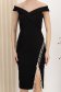 Rochie din stofa elastica neagra tip creion cu aplicatii cu pietre strass - StarShinerS 4 - StarShinerS.ro